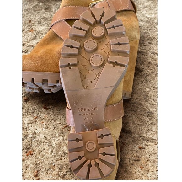 NWOT AREZZO BRAZIL LUXURIOUS FINE NUBUCK & LEATHER CHUNKY HEEL SUEDE SHOES 8.5 - Picture 2 of 6
